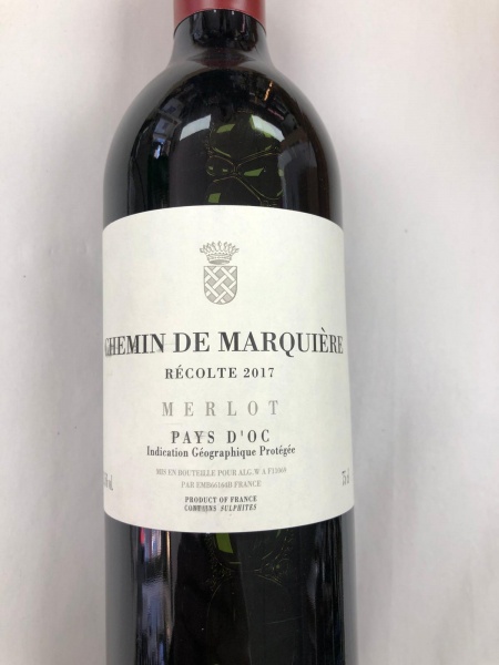 Chemin De Marquiere, Merlot, Pays D'oc